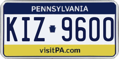 PA license plate KIZ9600