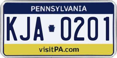 PA license plate KJA0201