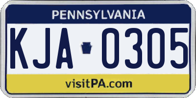 PA license plate KJA0305
