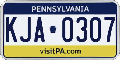 PA license plate KJA0307