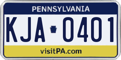 PA license plate KJA0401