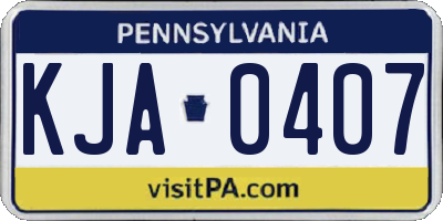 PA license plate KJA0407