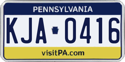 PA license plate KJA0416