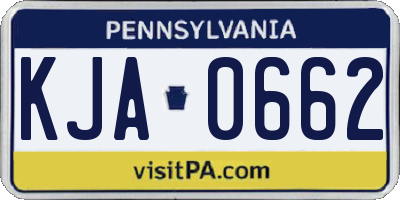 PA license plate KJA0662