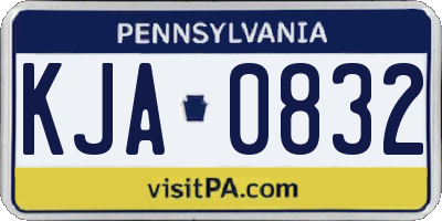PA license plate KJA0832