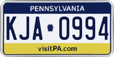 PA license plate KJA0994