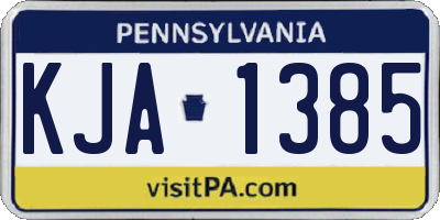 PA license plate KJA1385