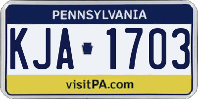 PA license plate KJA1703