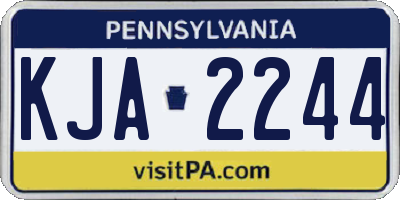 PA license plate KJA2244