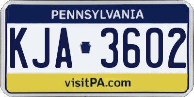 PA license plate KJA3602