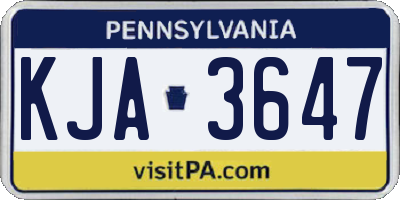 PA license plate KJA3647