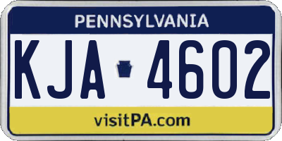 PA license plate KJA4602