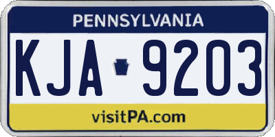 PA license plate KJA9203