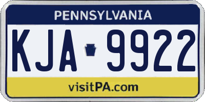 PA license plate KJA9922