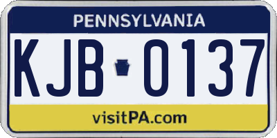 PA license plate KJB0137