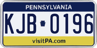 PA license plate KJB0196