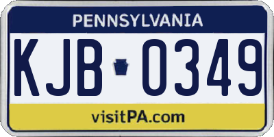PA license plate KJB0349