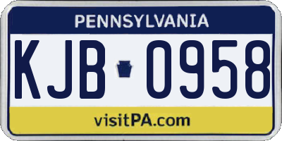 PA license plate KJB0958