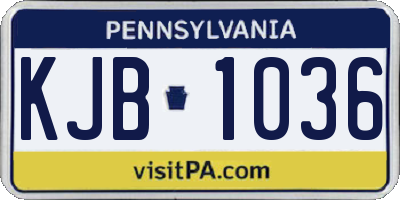 PA license plate KJB1036
