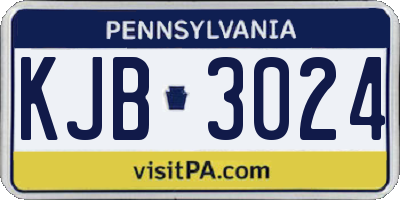 PA license plate KJB3024
