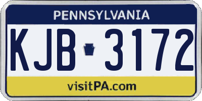 PA license plate KJB3172