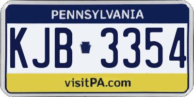 PA license plate KJB3354