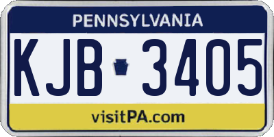 PA license plate KJB3405