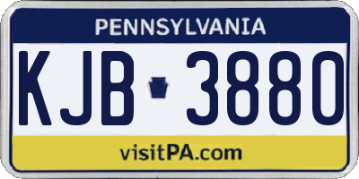 PA license plate KJB3880