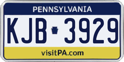 PA license plate KJB3929