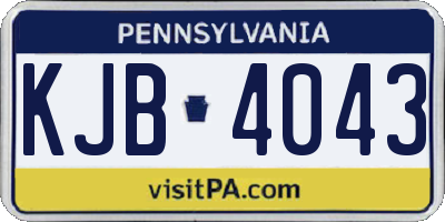 PA license plate KJB4043