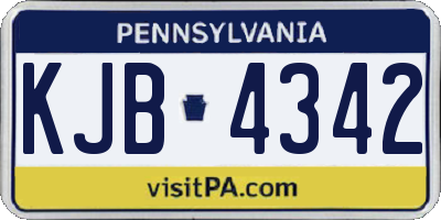 PA license plate KJB4342
