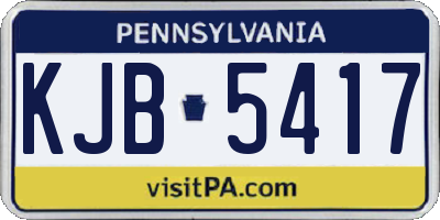 PA license plate KJB5417