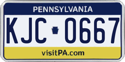 PA license plate KJC0667