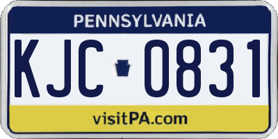 PA license plate KJC0831