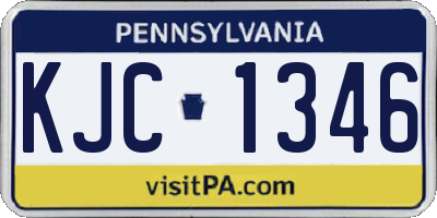 PA license plate KJC1346