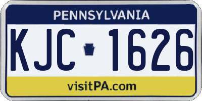 PA license plate KJC1626