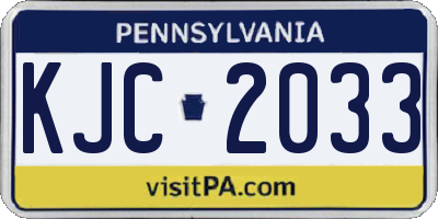 PA license plate KJC2033