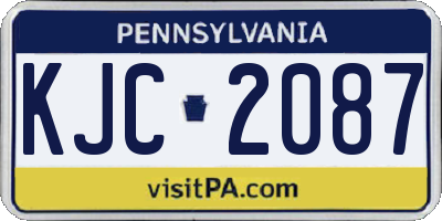PA license plate KJC2087