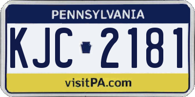 PA license plate KJC2181