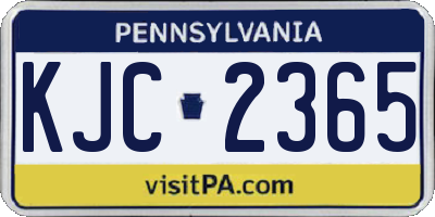 PA license plate KJC2365