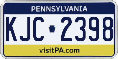 PA license plate KJC2398