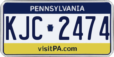 PA license plate KJC2474