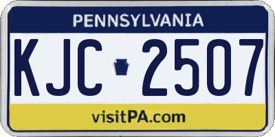 PA license plate KJC2507