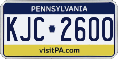 PA license plate KJC2600