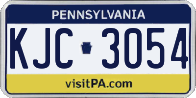 PA license plate KJC3054
