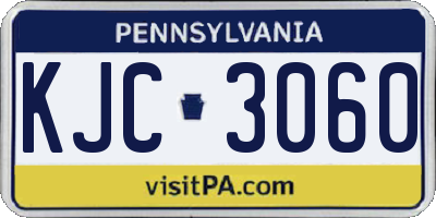 PA license plate KJC3060