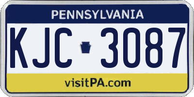 PA license plate KJC3087