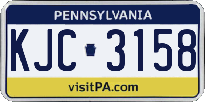 PA license plate KJC3158