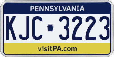 PA license plate KJC3223