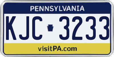 PA license plate KJC3233